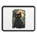 Mystical Halloween Black Cat Art - Spooky Feline w Hitch Cover