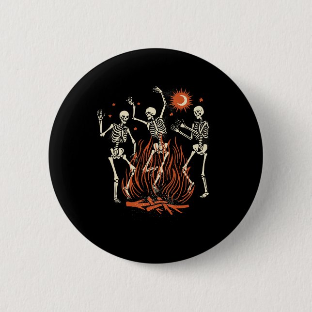 Mystical Halloween Dancing Skeletons  Button (Front)