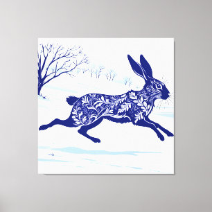 Mystical Hare : Whimsical Hare In The Snow Canvas Print