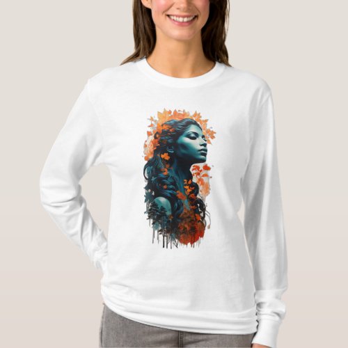 Mystical Harmony Indian Queen Silhouette T_Shirt