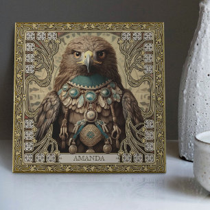 Mystical Hawk Spirit Animal Personalized Tribal Ceramic Tile