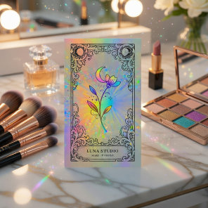 Mystical Holographic Tarot Beauty Branding Business Card