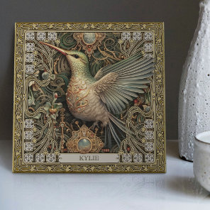 Mystical Hummingbird Tribal Jewel Tribute Ceramic Tile