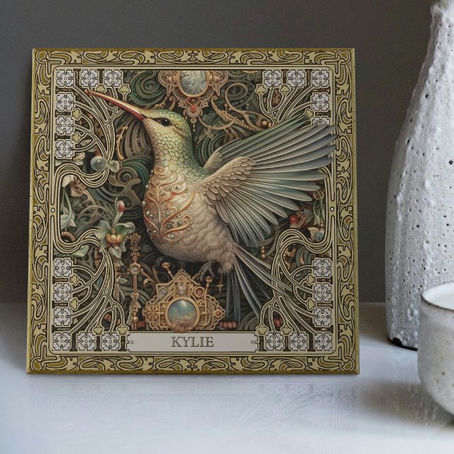Mystical Hummingbird Tribal Jewel Tribute Ceramic Tile (Creator Uploaded)