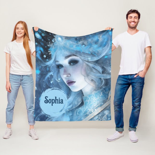 Mystical Ice Queen - Fantasy Winter Goddess Art Fleece Blanket (In Situ)