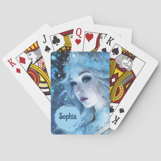 Mystical Ice Queen - Fantasy Winter Goddess Art Poker Cards (Back)