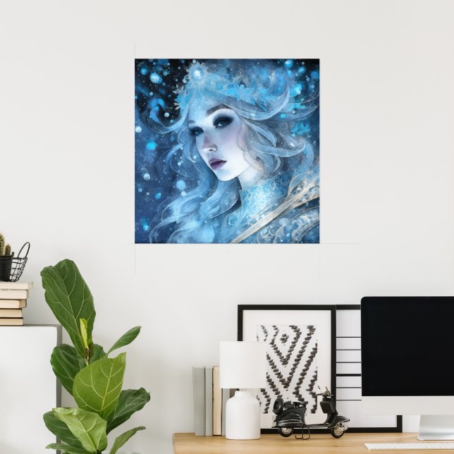 Mystical Ice Queen - Fantasy Winter Goddess Art  Poster (Home Office)