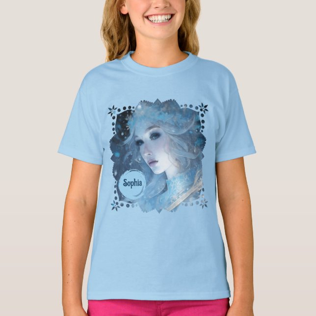 Mystical Ice Queen - Fantasy Winter Goddess Art T-Shirt (Front)