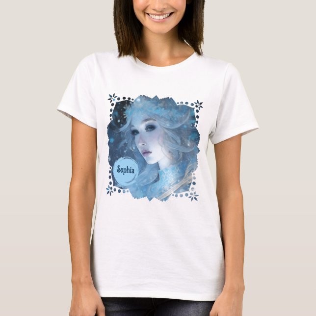 Mystical Ice Queen - Fantasy Winter Goddess Art T-Shirt (Front)