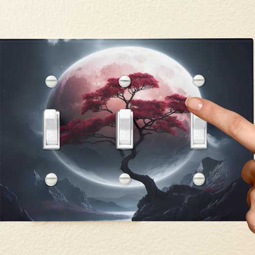 Mystical Japanese Style Pink Tree  Light Switch Cover