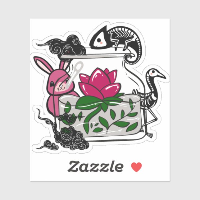 Mystical Jar with Skeleton Chameleon Sticker (Sheet)
