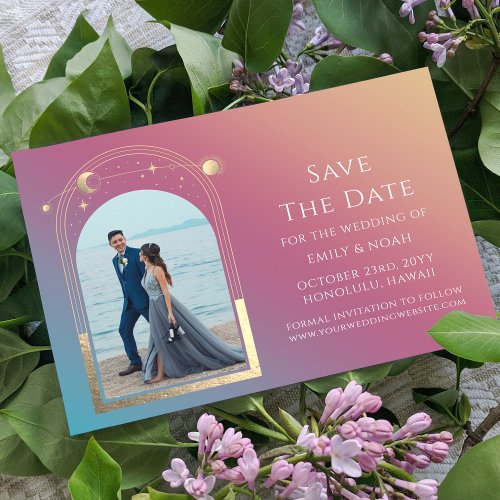 Mystical Jewel Gold Sun Star Moon Astronomy Space Save The Date