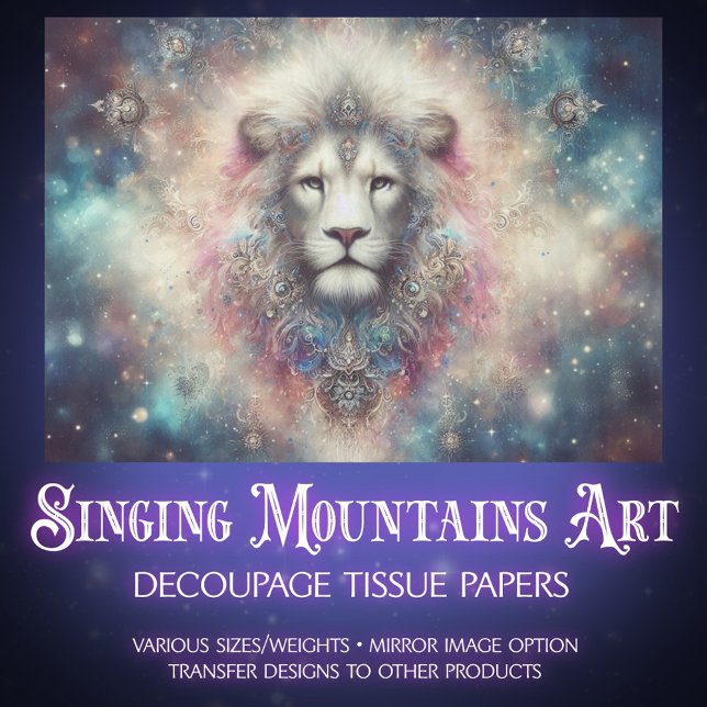 Mystical Jeweled Lion and Stars Decoupage Tissue Paper (Creator Uploaded)