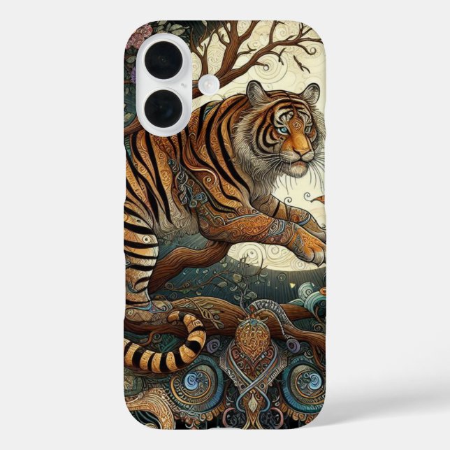 Mystical Jungle Cat Whimsical Filigree  Case-Mate iPhone Case (Back)