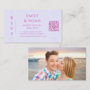 Mystical Lavender Pink Budget QR Code RSVP Photo Enclosure Card