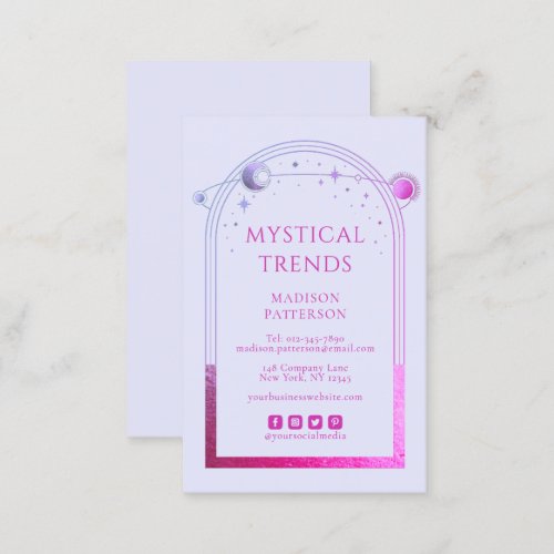 Mystical Lavender Pink Sun Moon Astronomy Space Business Card