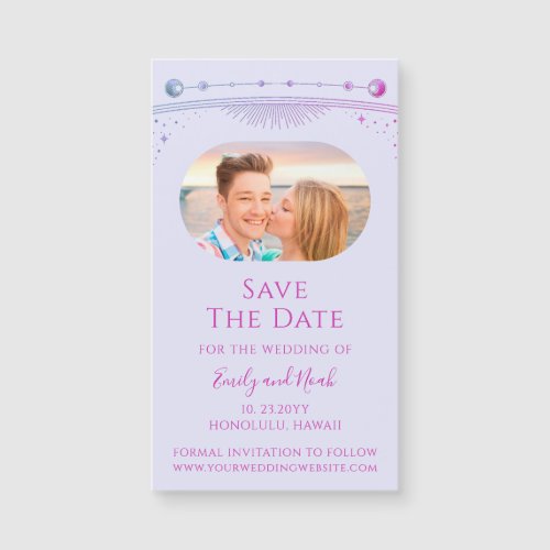 Mystical Lavender Pink Sun Moon Star Save The Date