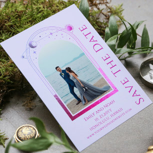 Mystical Lavender Pink Sun Moon Star Space Save Th The Date