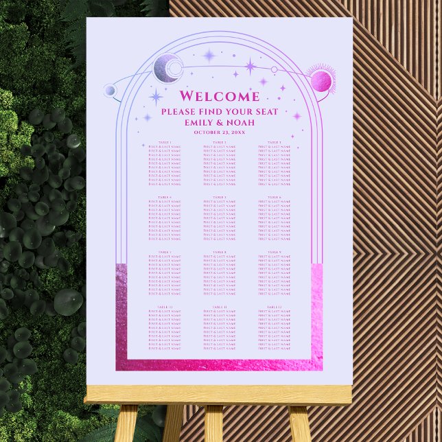 Mystical Lavender Pink Sun Moon Stars Wedding Foam Board (Creator Uploaded)