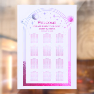 Mystical Lavender Pink Sun Moon Stars Wedding Window Cling