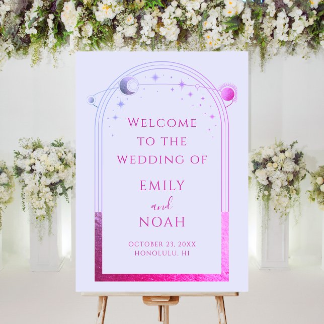 Mystical Lavender Pink Sun Moon Stars Welcome Sign (Creator Uploaded)