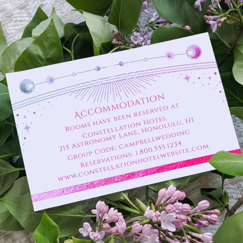 Mystical Lavender Sun Moon Stars Accommodation Enclosure Card