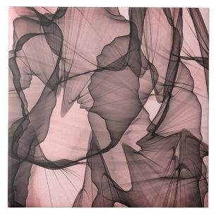 Mystical Layer of Chiffon Scarves Black N Pink Ceramic Tile
