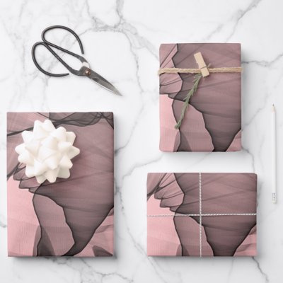 Mystical Layer of Chiffon Scarves Black N Pink Wrapping Paper Sheets