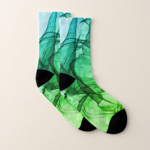 Mystical Layer of Chiffon Scarves Green Socks