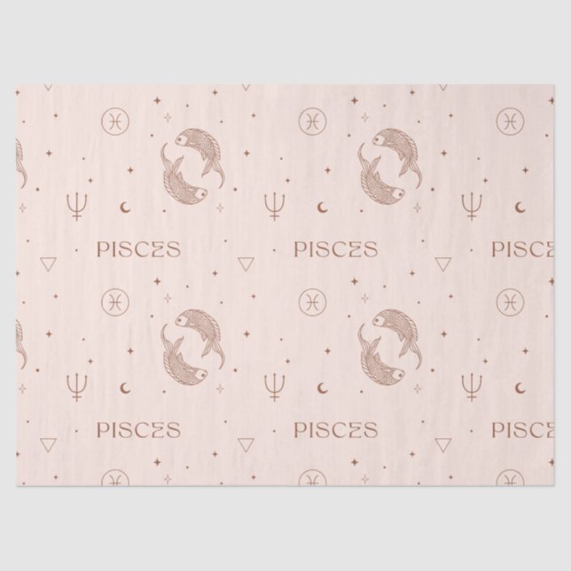 Mystical Libra Zodiac Pattern in Brown & Burgundy Tissue Paper (Front)