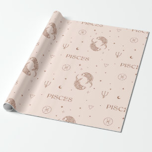 Mystical Libra Zodiac Pattern in Brown & Burgundy Wrapping Paper