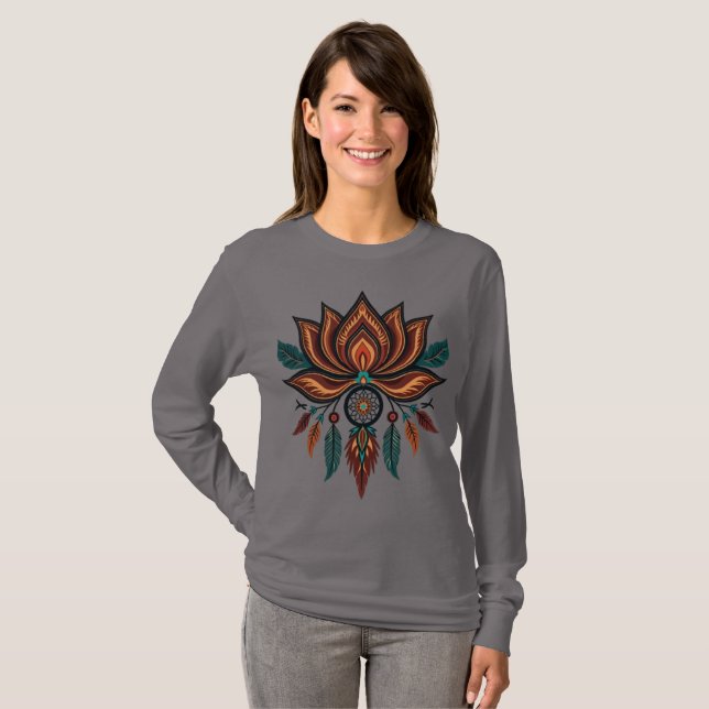 Mystical Lotus Dreamcatcher  T-Shirt (Front Full)