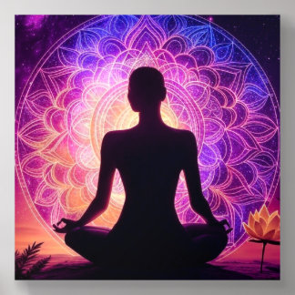 Mystical Lotus Meditation Acrylic Photo Tile