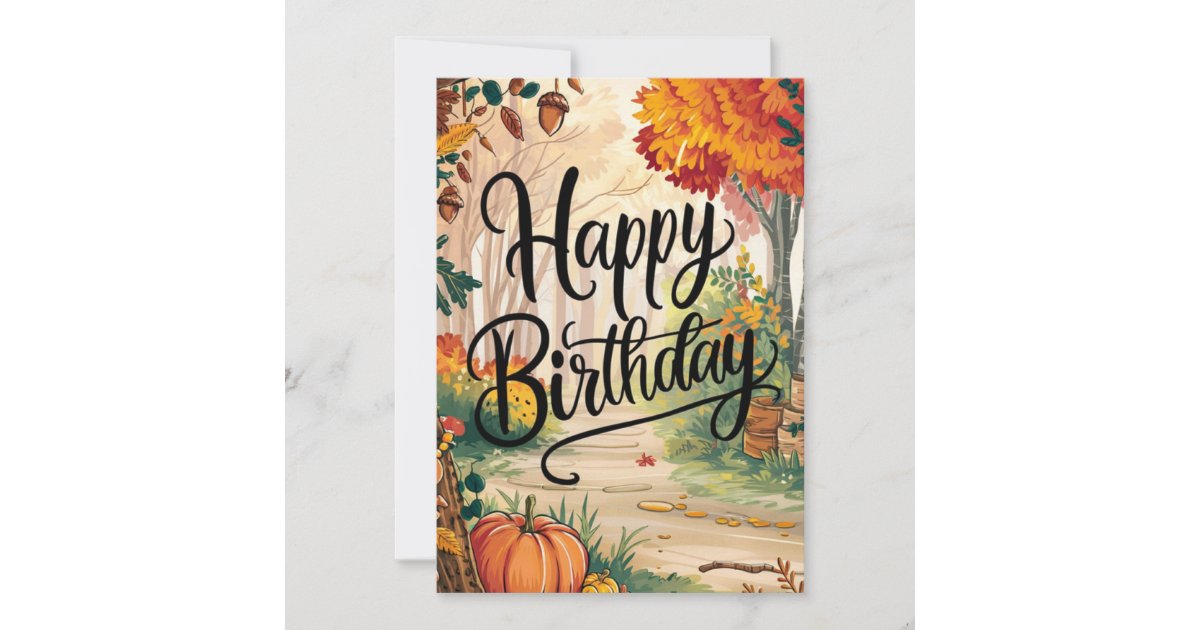 Mystical Lovely Cozy Autumn Fall Happy Birthday Card | Zazzle