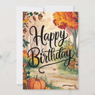 Mystical Lovely Cozy Autumn Fall Happy Birthday Card