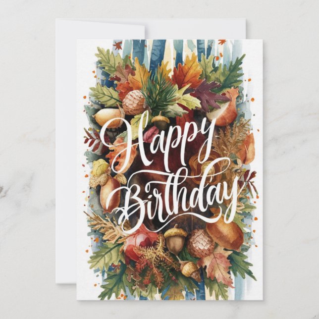 Mystical Lovely Season Autumn Fall Happy Birthday Card (Front)