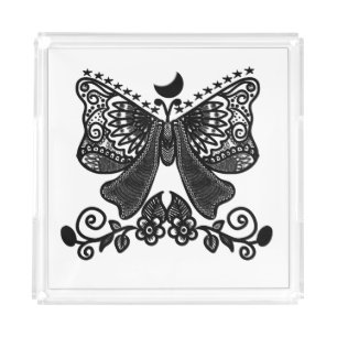 Mystical Luna Moth   Celestial Gothic Insect Art   Acrylic Tray