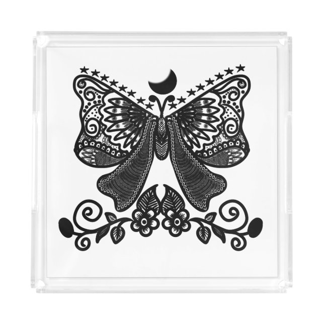 Mystical Luna Moth | Celestial Gothic Insect Art | Acrylic Tray (Front)