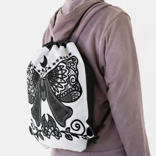 Mystical Luna Moth Celestial Gothic Insect Art Drawstring Bag