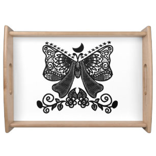 Mystical Luna Moth Celestial Gothic Insect Art Serving Tray