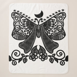 Mystical Luna Moth Celestial Gothic Insect Art Sherpa Blanket