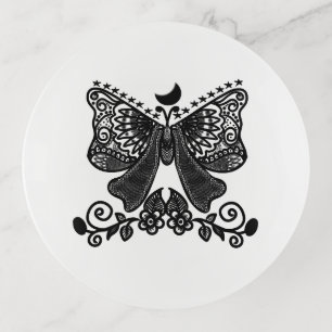 Mystical Luna Moth Celestial Gothic Insect Art Trinket Tray