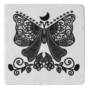 Mystical Luna Moth Celestial Gothic Insect Art Trivet