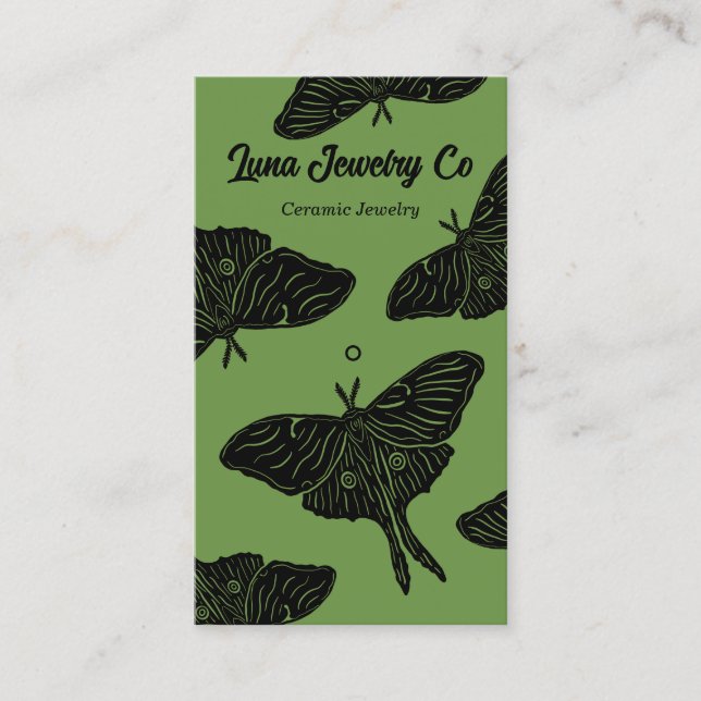 Mystical Luna Moth Jewelry Pin Business Card (Front)