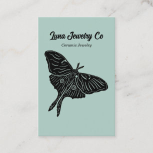 Mystical Luna Moth Jewelry Pin Business Card Aqua