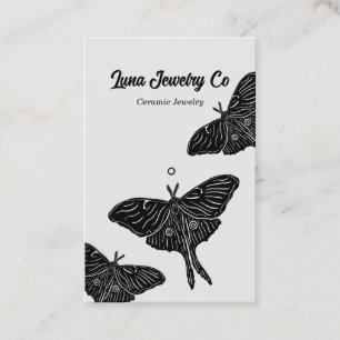 Mystical Luna Moth Jewelry Pin Business Card Gray