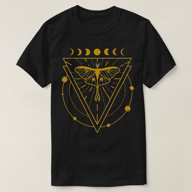 Mystical Luna Moth with Moon Phases & Celestial Ob T-Shirt (Design Front)