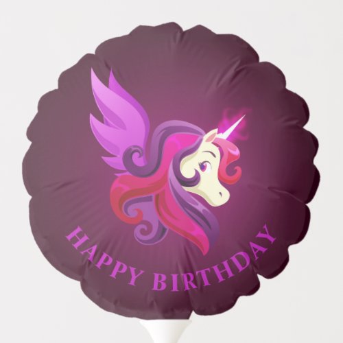 Mystical Magenta Unicorn Happy Birthday Balloon