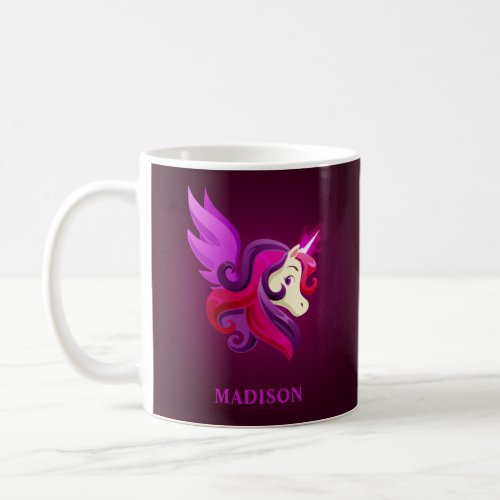 Mystical Magenta Unicorn Personalized Name Coffee Mug