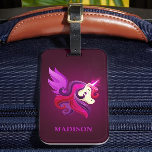 Mystical Magenta Unicorn Personalized Name Luggage Tag